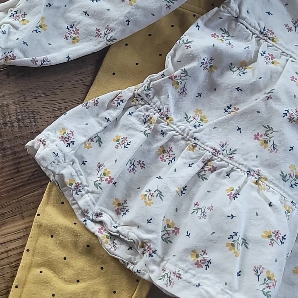 Carter's Matching Set Pants and Tunic Top, 3T, Yellow, Polka-Dots, Cream, Floral